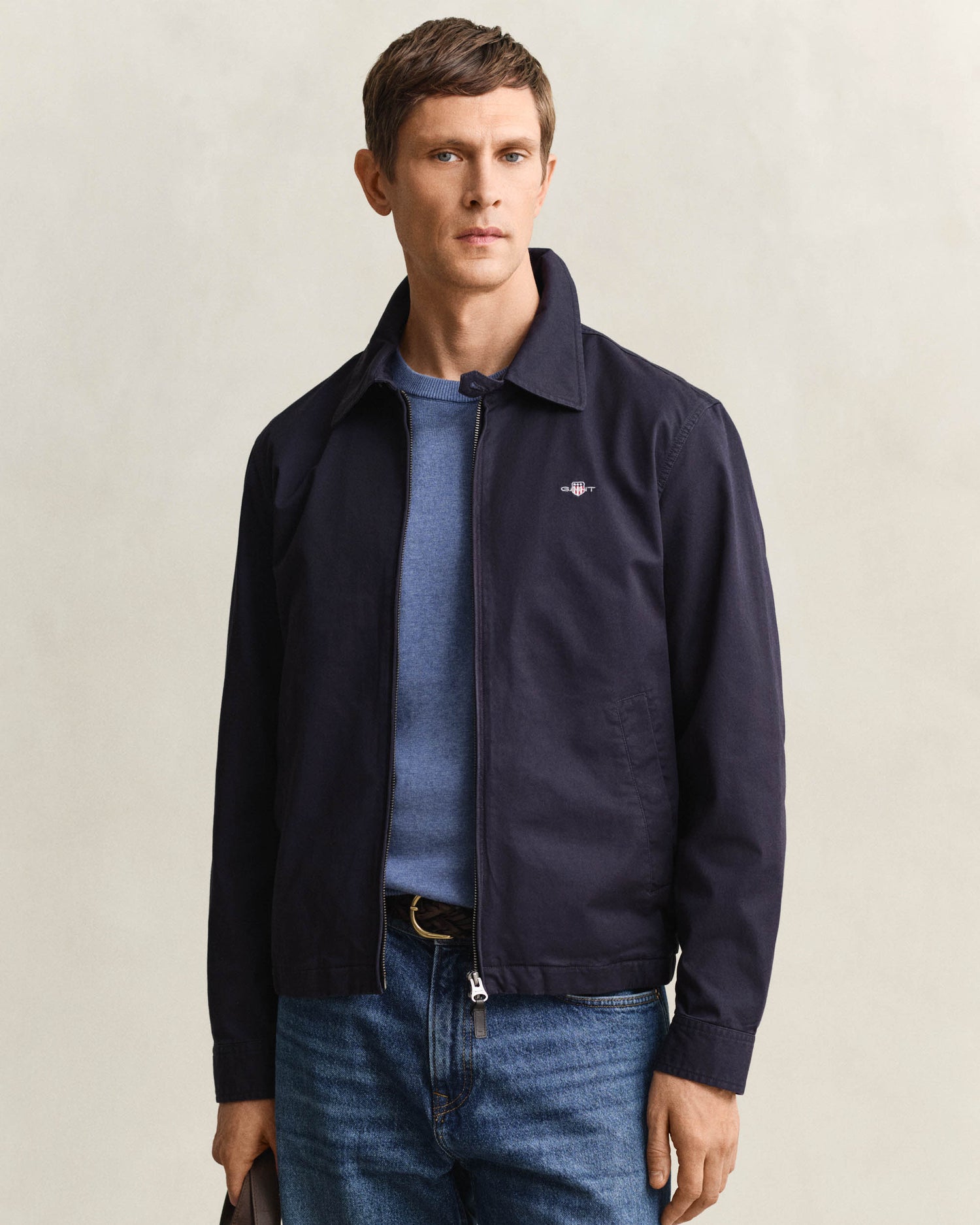 GANT Mens Cotton Windcheater Jacket - 433 Evening Blue | CHO | Designer Mens Weatherproof Jackets