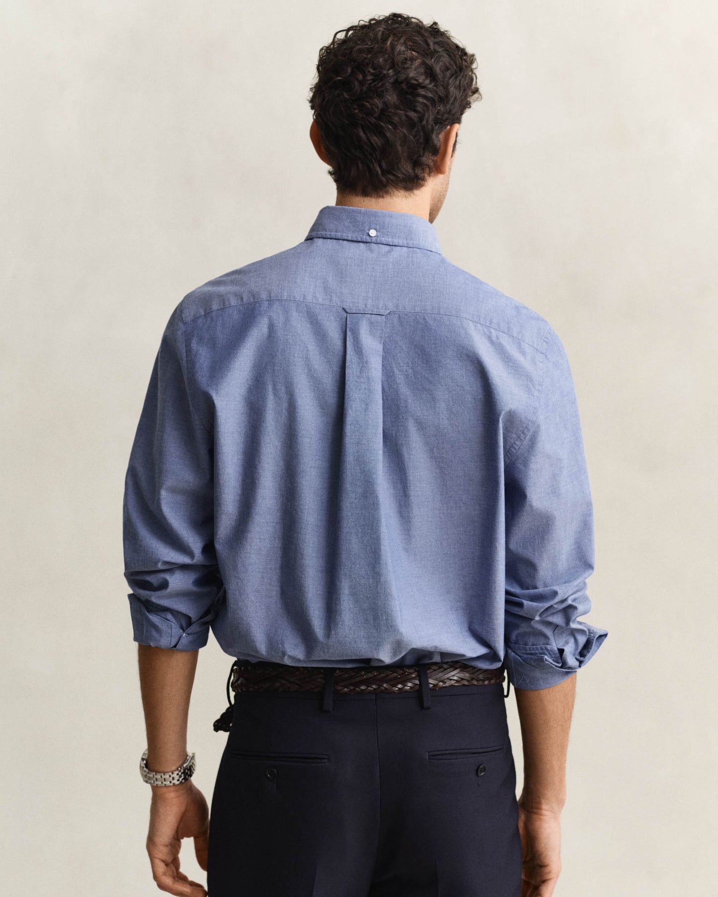 GANT Mens Regular Fit Long Sleeve Poplin Shirt - 436 College Blue