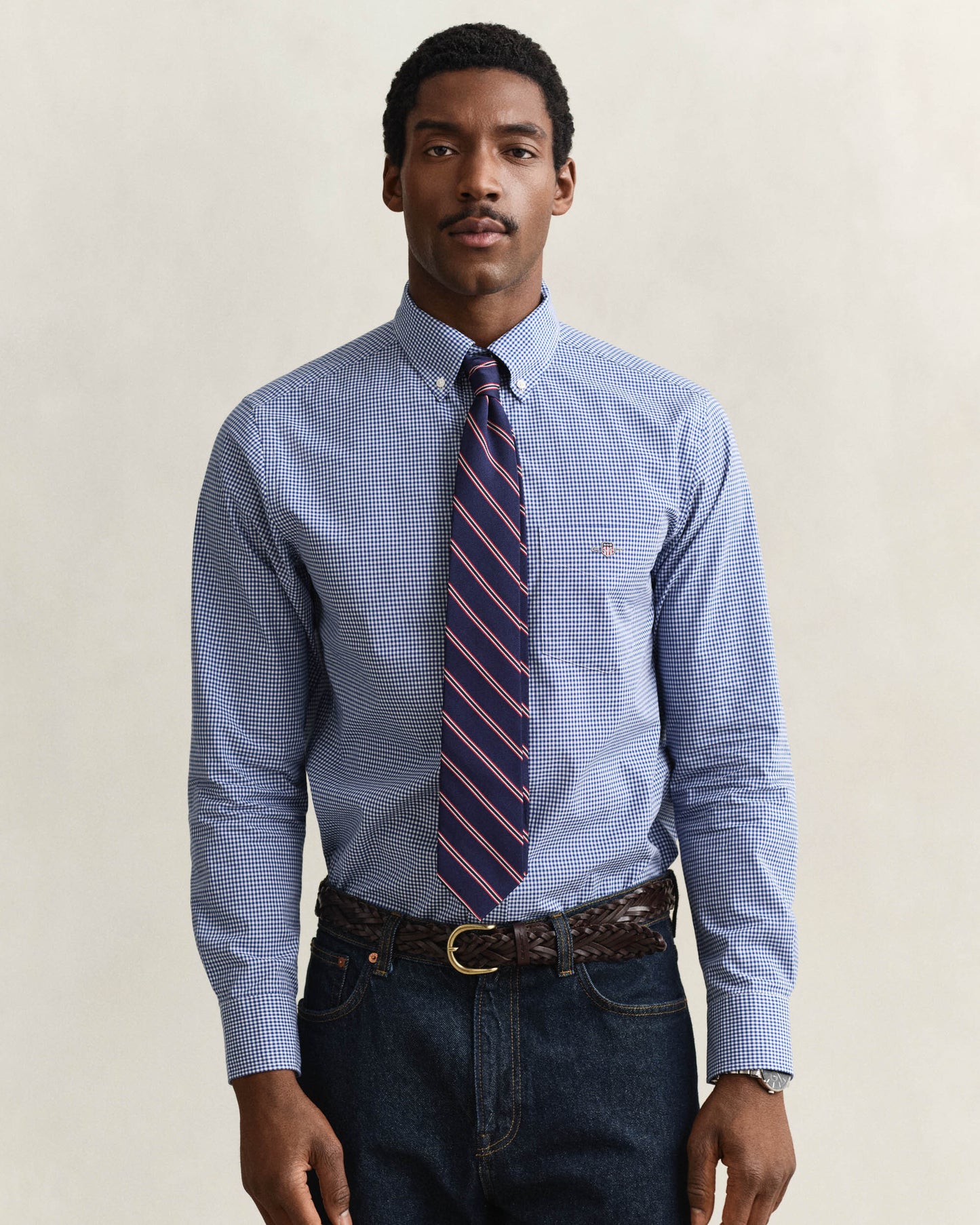 GANT Mens Regular Fit Classic Poplin Gingham Shirt - 436 College Blue