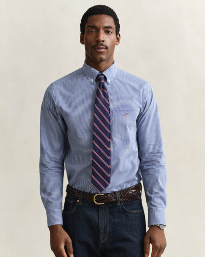 GANT Mens Regular Fit Classic Poplin Gingham Shirt - 436 College Blue