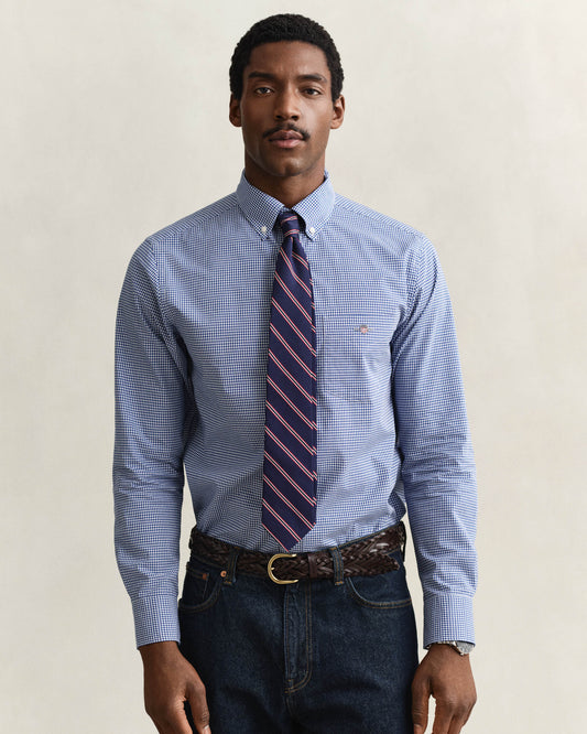 GANT Mens Regular Fit Classic Poplin Gingham Shirt - 436 College Blue