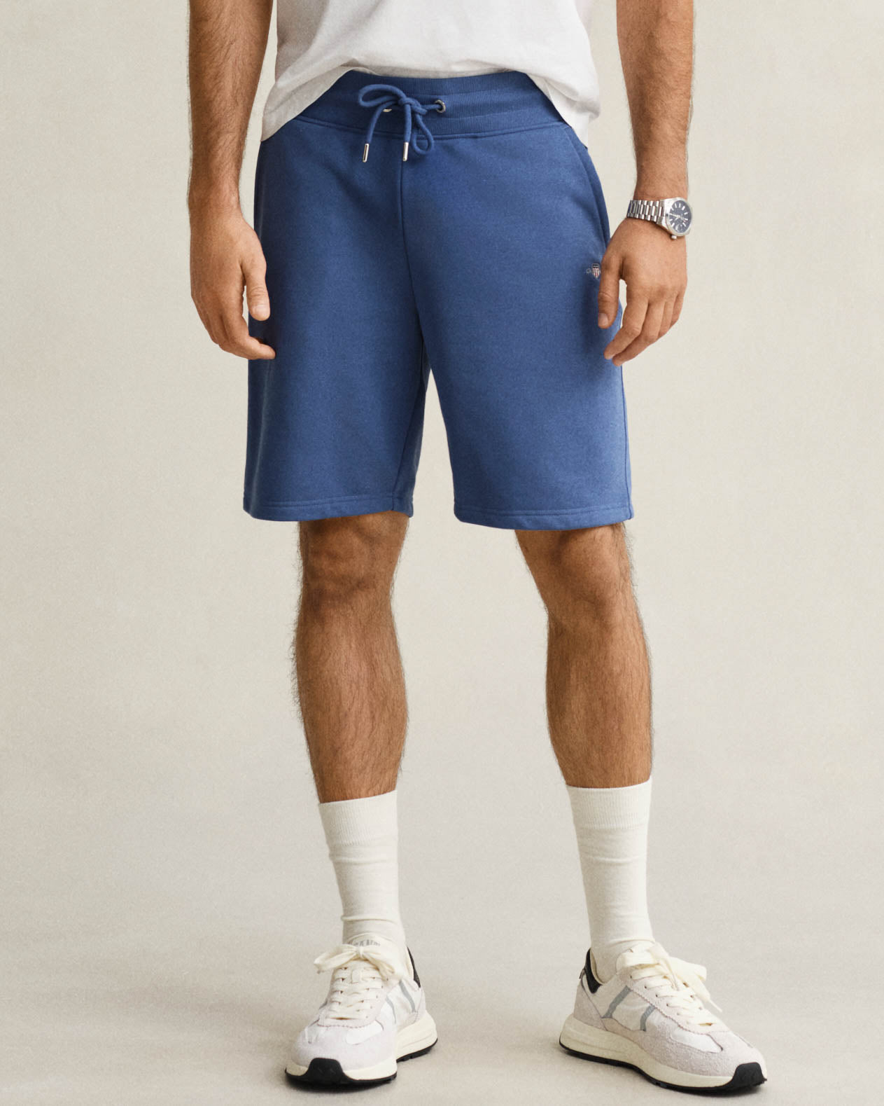 GANT Regular Fit Shield Logo Sweat Shorts - 442 Vintage Blue
