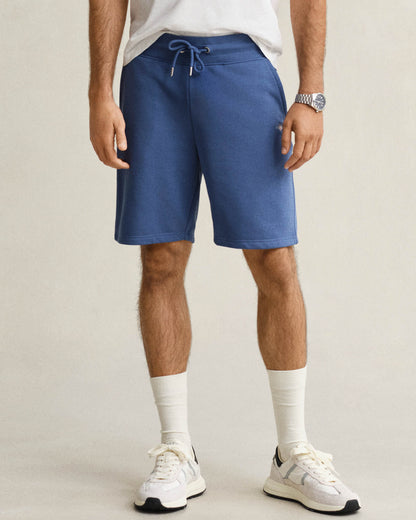 GANT Regular Fit Shield Logo Sweat Shorts - 442 Vintage Blue