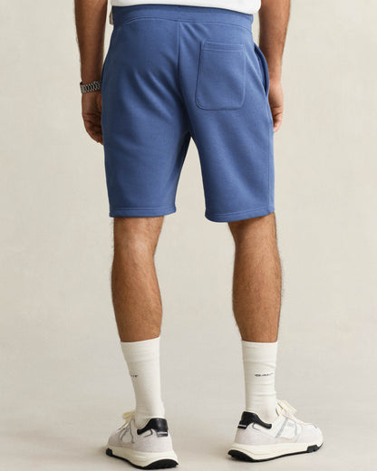 GANT Regular Fit Shield Logo Sweat Shorts - 442 Vintage Blue
