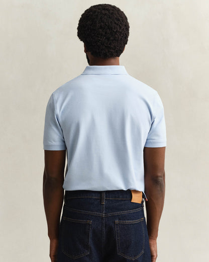 GANT Regular Fit Short Sleeve Contrast Pique Rugger - 457 Fresh Blue