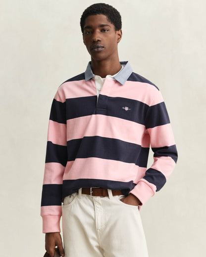 GANT Mens Regular Chambray Stripe Heavy Rugger - 671 Bubblegum Pink