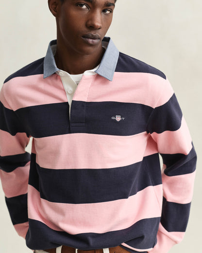 GANT Mens Regular Chambray Stripe Heavy Rugger - 671 Bubblegum Pink