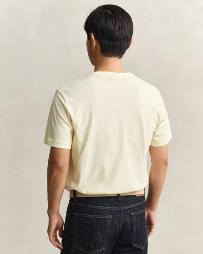 GANT Mens Regular Fit Short Sleeve Shield Logo T-Shirt - 713 Vanilla Yellow