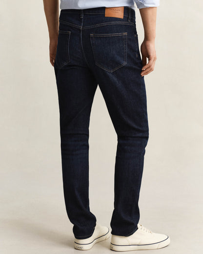GANT Mens Slim Fit Gant Jeans - 962 Dark Blue Broken In