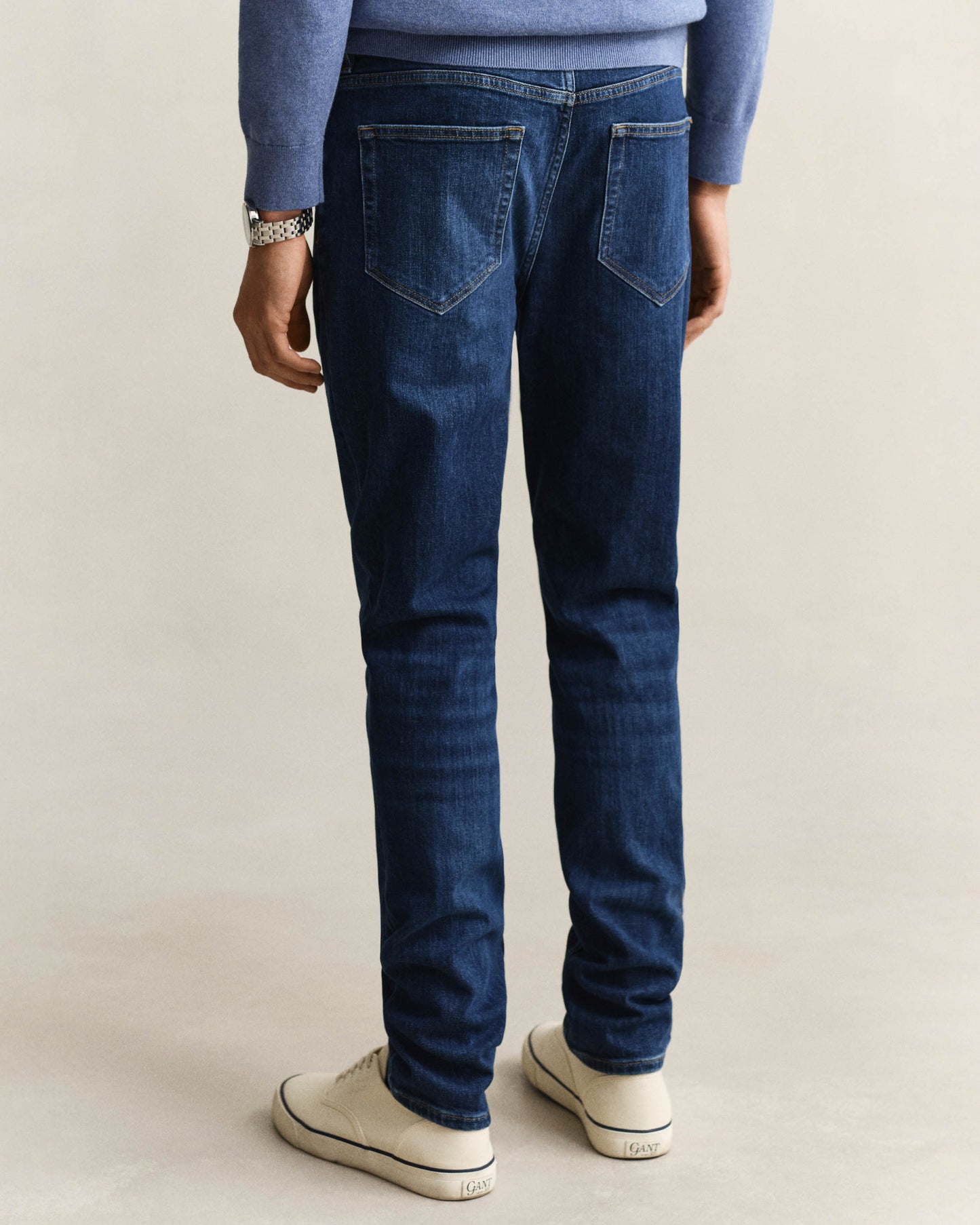 GANT Mens Slim Fit Gant Jeans - 971 Mid Blue Worn In