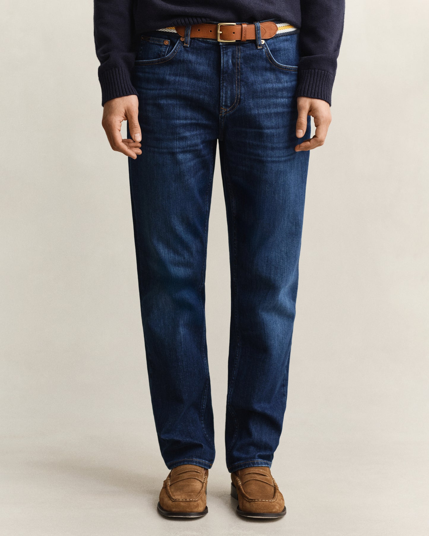 GANT Mens Regular Fit Gant Jeans - 971 Mid Blue Worn In