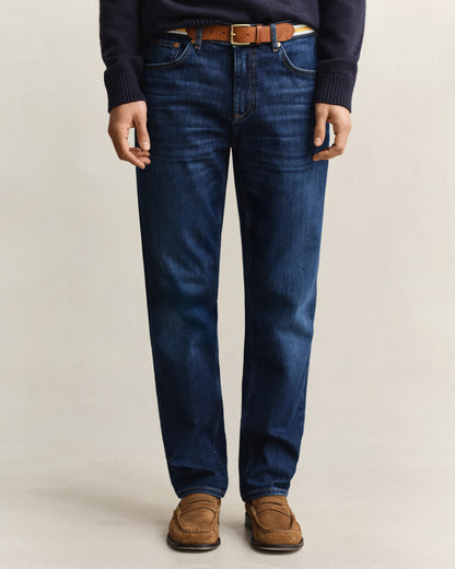 GANT Mens Regular Fit Gant Jeans - 971 Mid Blue Worn In