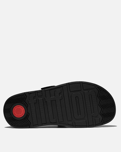 FitFlop Womens GEN-FF Buckle Two-Bar Leather Slides - Black 001 | CHO | Designer Womens Sandals