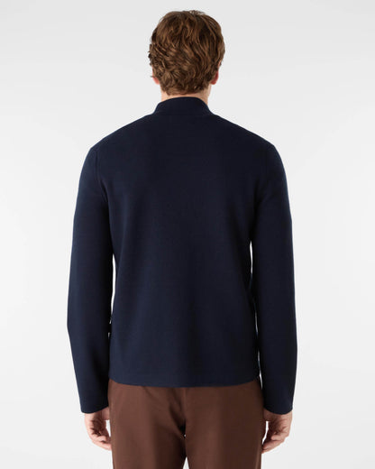 Oliver Sweeney Garstang Mens Merino Wool Blend Zip Through Jumper - Navy