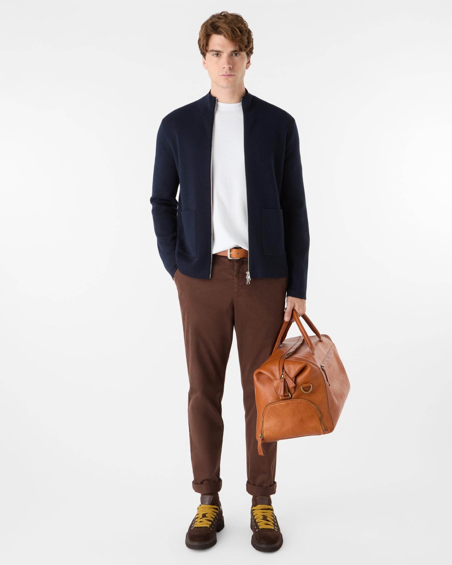 Oliver Sweeney Garstang Mens Merino Wool Blend Zip Through Jumper - Navy