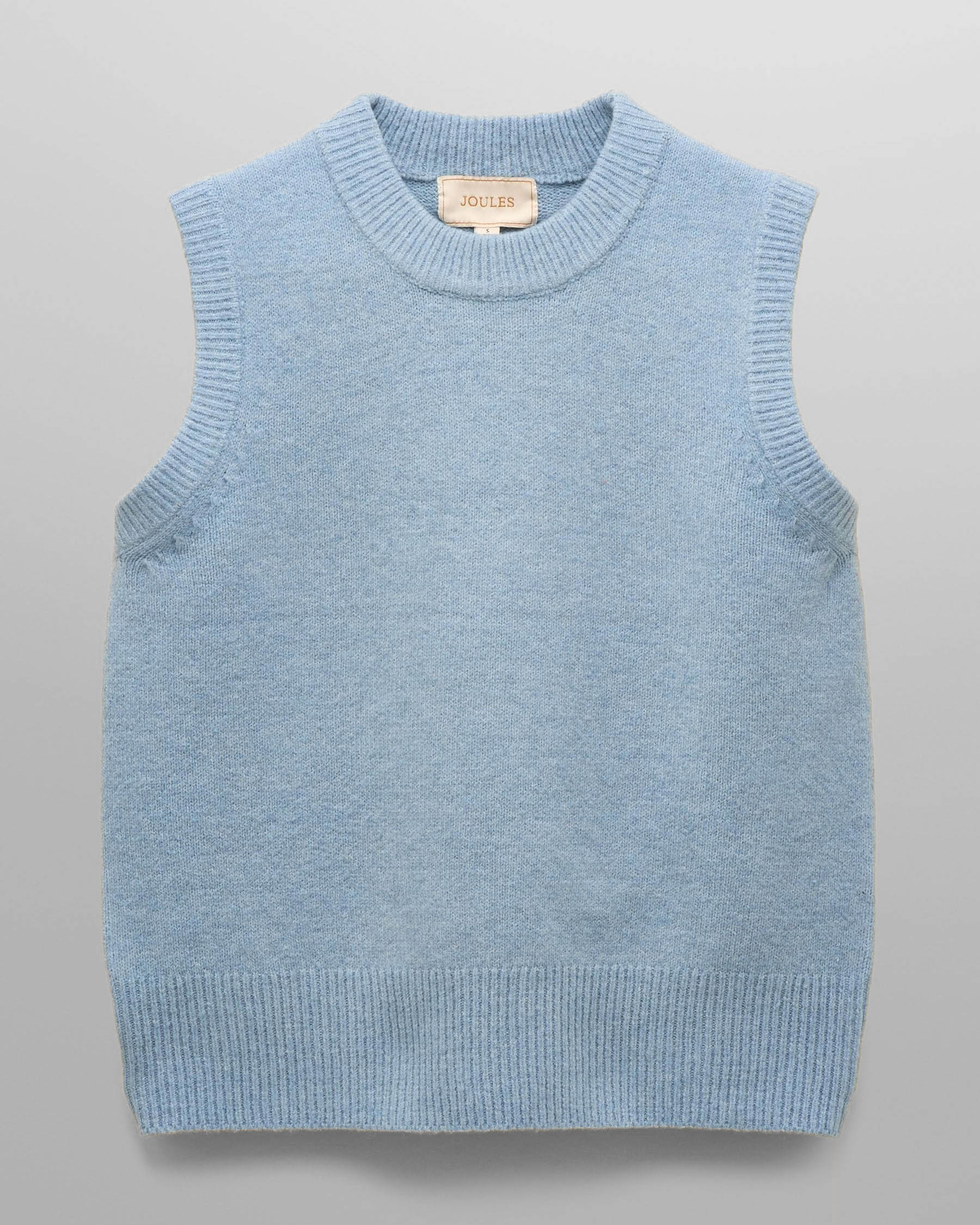 Joules Holly Womens Crew Neck Knit Tank Top - Light Blue - CHO - Designer Womens Knit Tank Tops