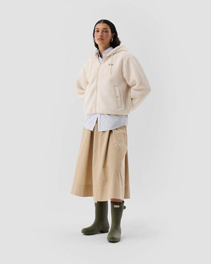 Hunter Bonelle Womens Borg Fleece Jacket - Antique White