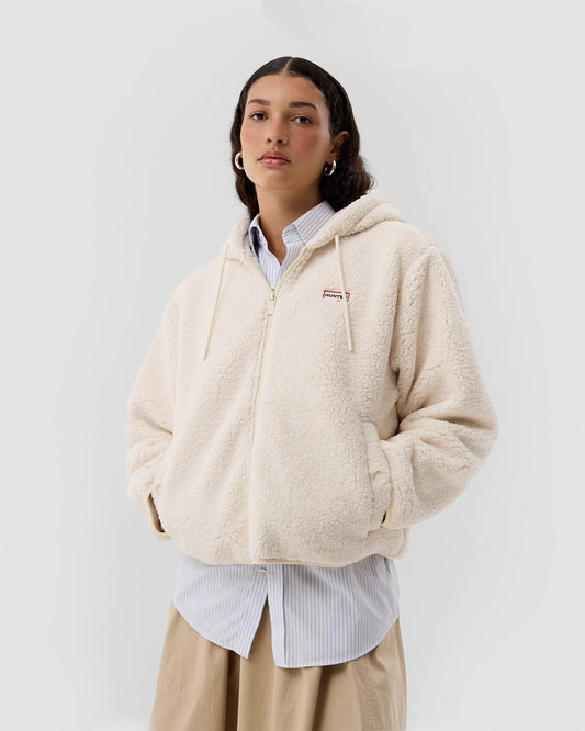 Hunter Bonelle Womens Borg Fleece Jacket - Antique White