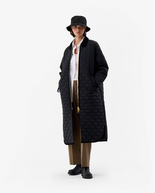 Hunter Fionn Womens Long Quilted Jacket - Black