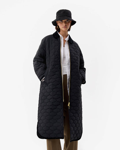 Hunter Fionn Womens Long Quilted Jacket - Black
