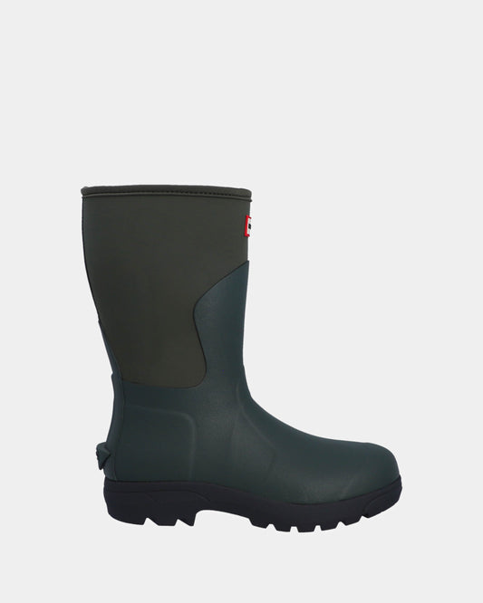 Hunter Unisex Balmoral Neoprene Short Boot - Dark Olive/Black | CHO | Designer Unisex Short Wellies