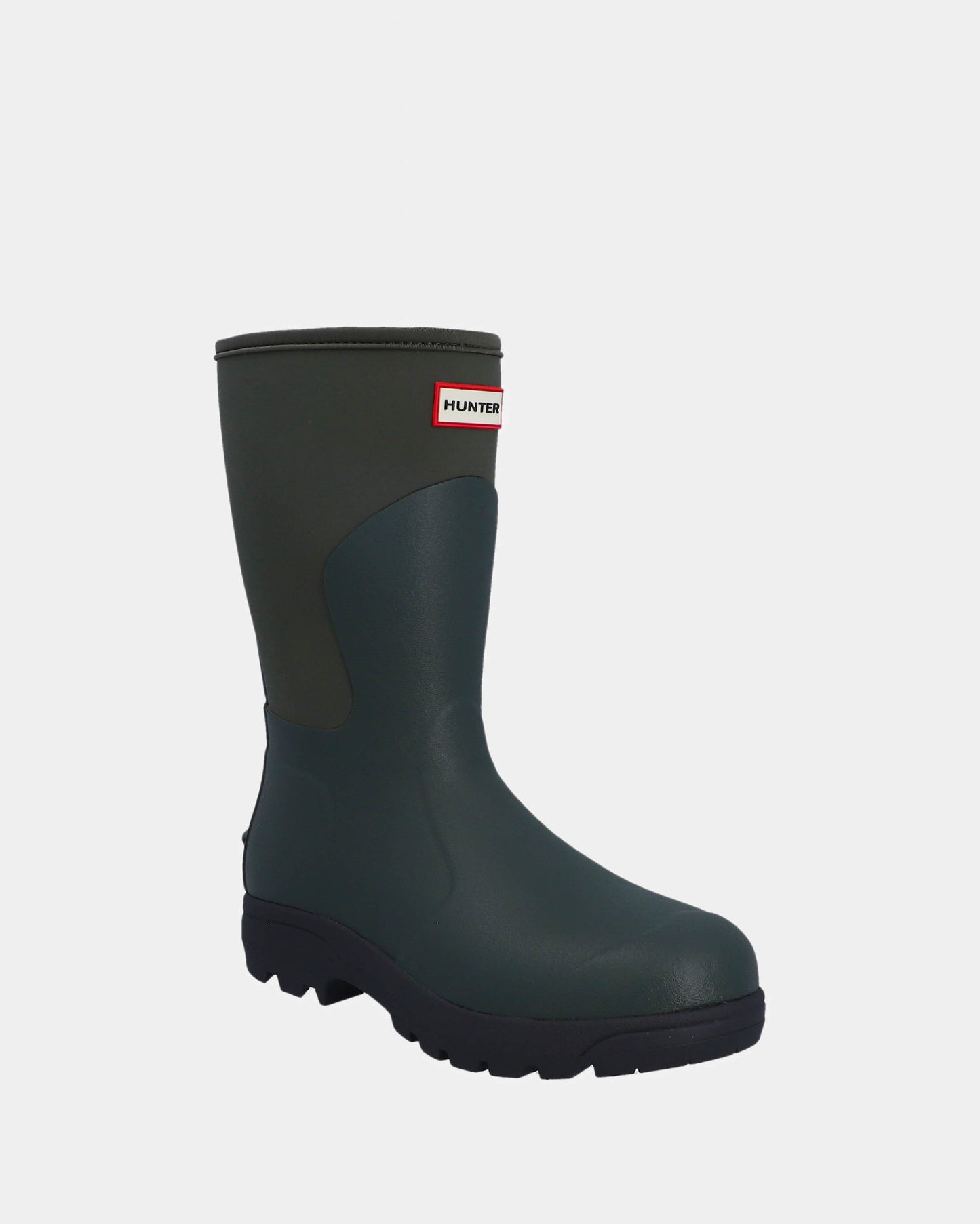 Hunter Unisex Balmoral Neoprene Short Boot - Dark Olive/Black | CHO | Designer Unisex Short Wellies