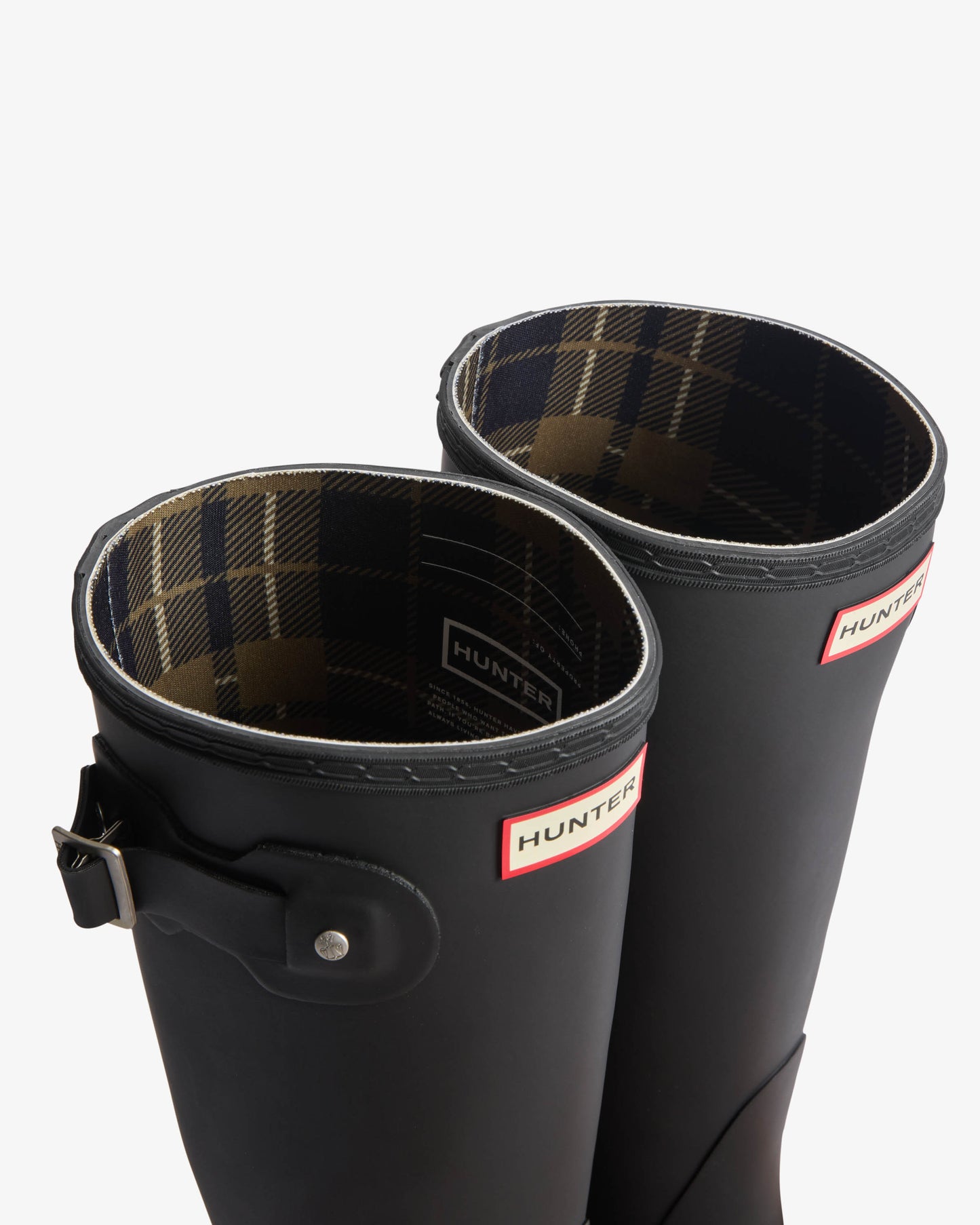 Hunter Womens Original Tall Tartan Lining Womens Boot - Black/Dark Olive