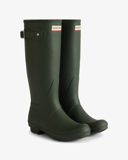 Hunter Womens Original Tall Tartan Lining Womens Boot - Dark Olive