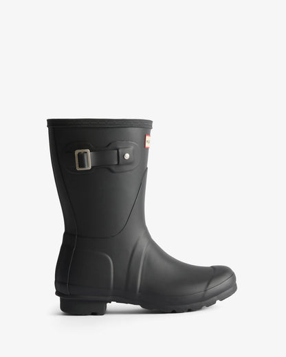 Hunter Womens Original Short Tartan Lining Womens Boot - Black/ Dark Olive