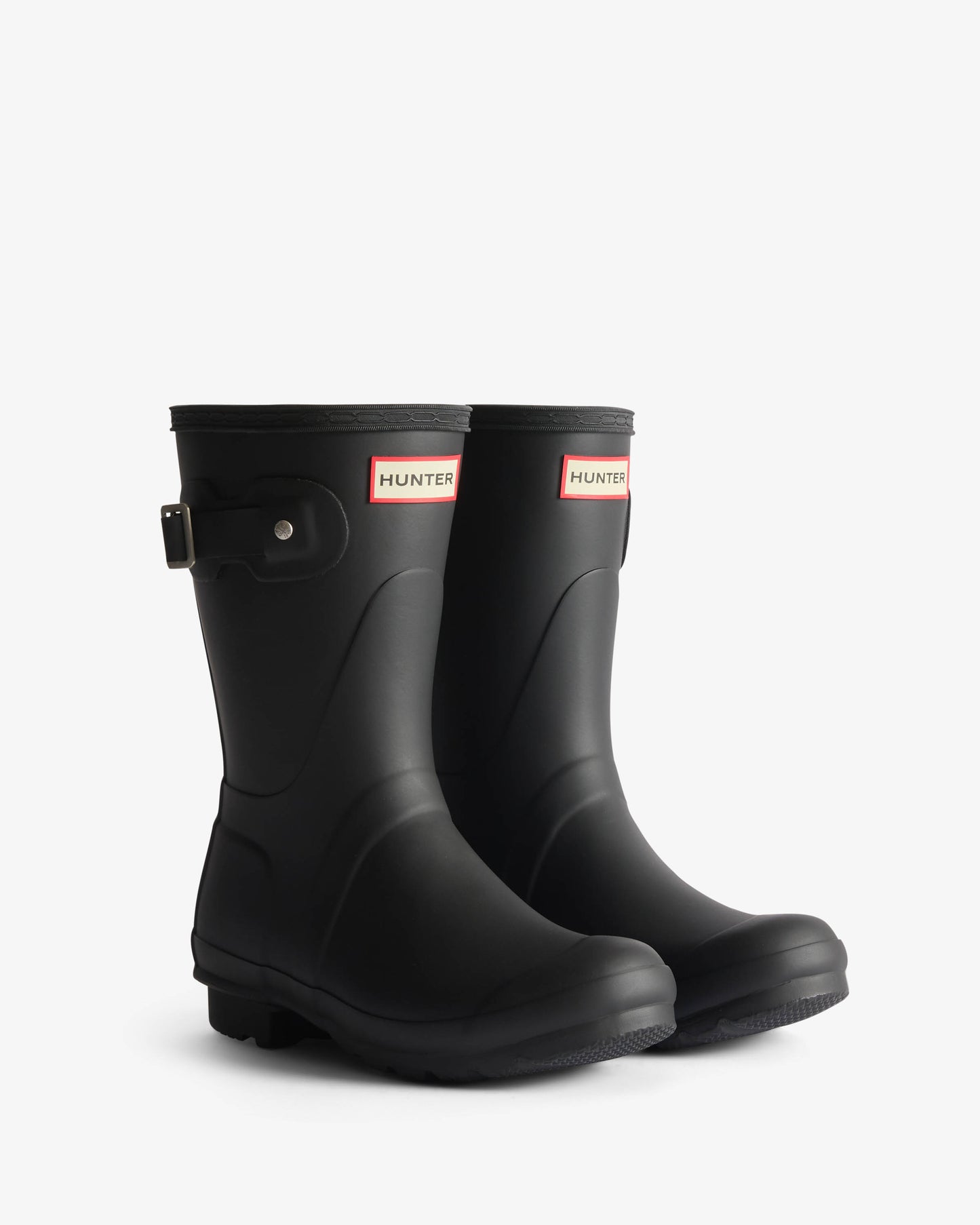 Hunter Womens Original Short Tartan Lining Womens Boot - Black/ Dark Olive