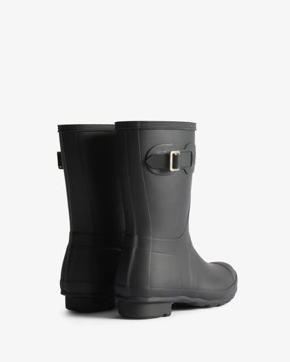 Hunter Womens Original Short Tartan Lining Womens Boot - Black/ Dark Olive