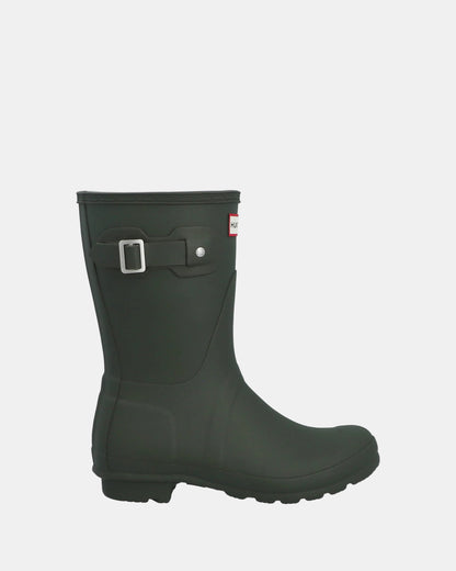 Hunter Womens Original Short Tartan Lining Womens Boot - Dark Olive