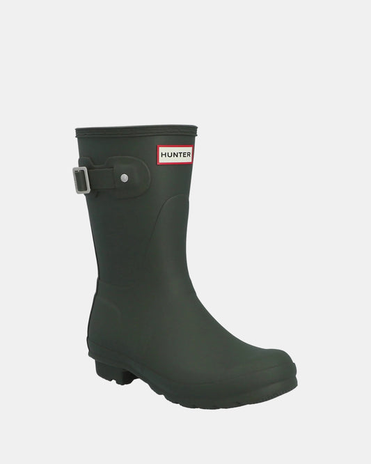 Hunter Womens Original Short Tartan Lining Womens Boot - Dark Olive