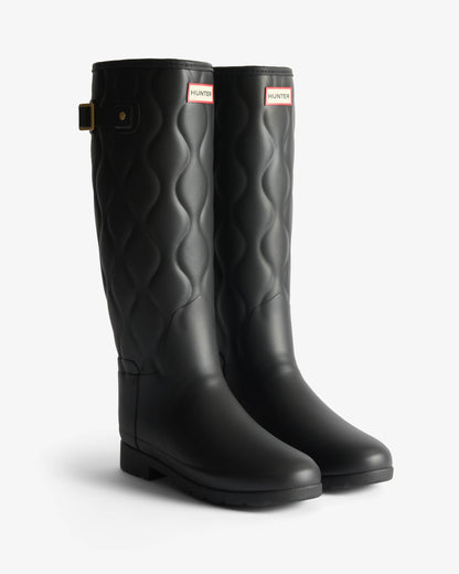 Hunter Womens Originals Refined Tall Onion Quilt Boots - Black