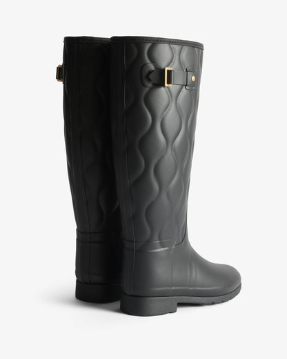 Hunter Womens Originals Refined Tall Onion Quilt Boots - Black