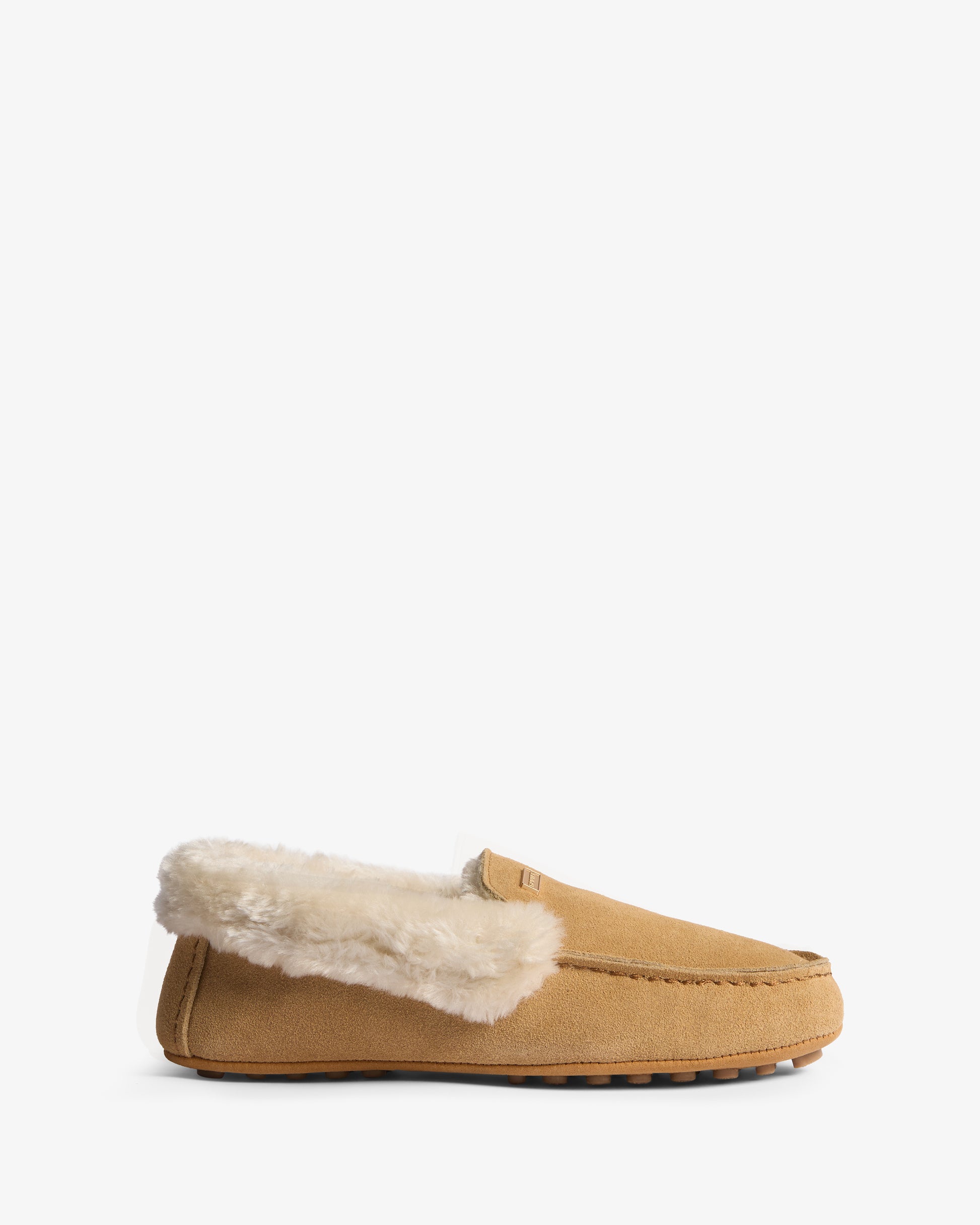 Hunter Womens Sherpa Collar Moccasin Slippers - Natural, side