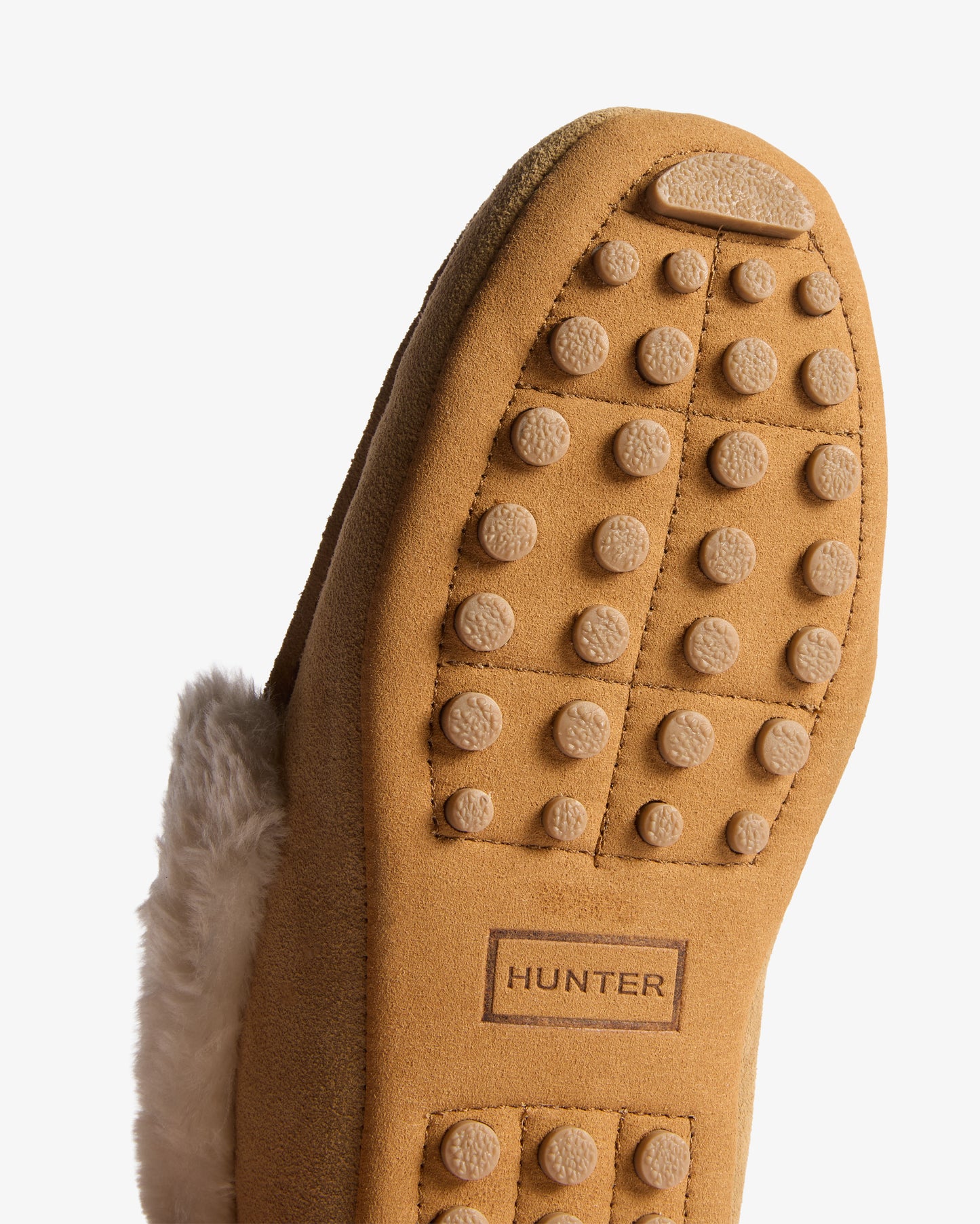 Hunter Womens Sherpa Collar Moccasin Slippers - Natural, sole