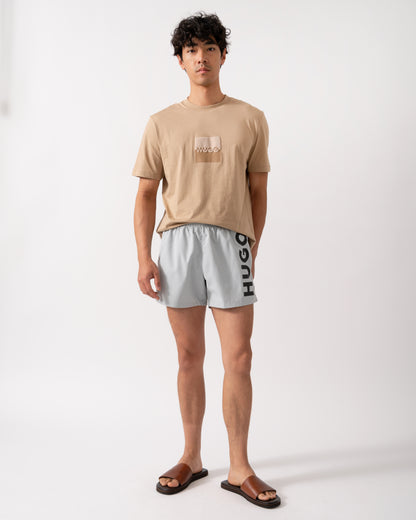 HUGO ABAS Mens Logo-Print Swim Shorts in Quick-Dry Fabric