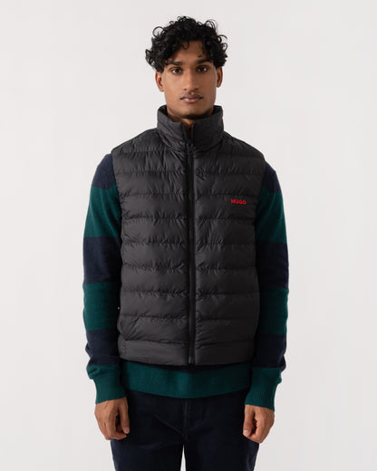 Front of HUGO Banks2641 Mens Padded Gilet - Black 001