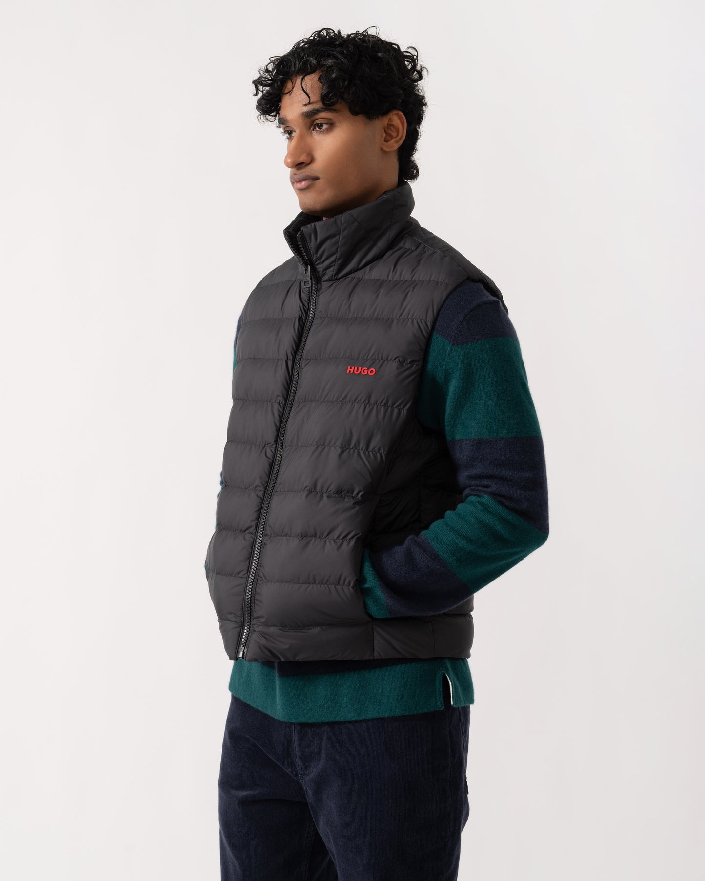 Side view of HUGO Banks2641 Mens Padded Gilet - Black 001