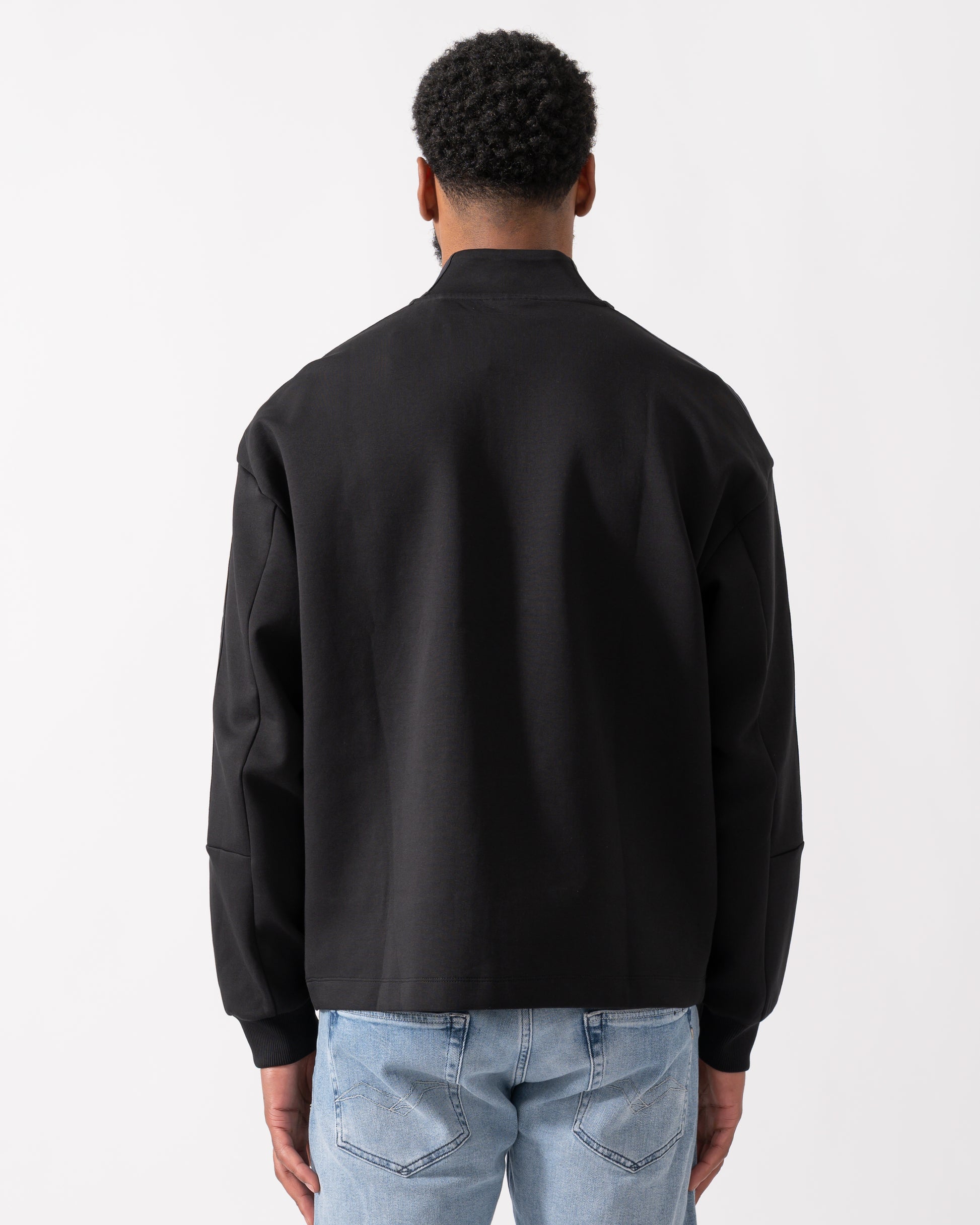 back shot of a model wearing a HUGO Danovotop Mens Sweatshirt in Black