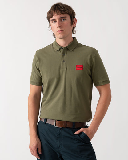 HUGO Dereso222 Mens Cotton Piqué Slim-Fit Polo Shirt with Logo Label - Open Green 388
