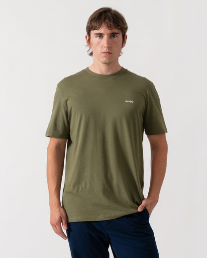 HUGO Dero222 Mens Cotton-Jersey T-Shirt with Logo Print - Open Green 388
