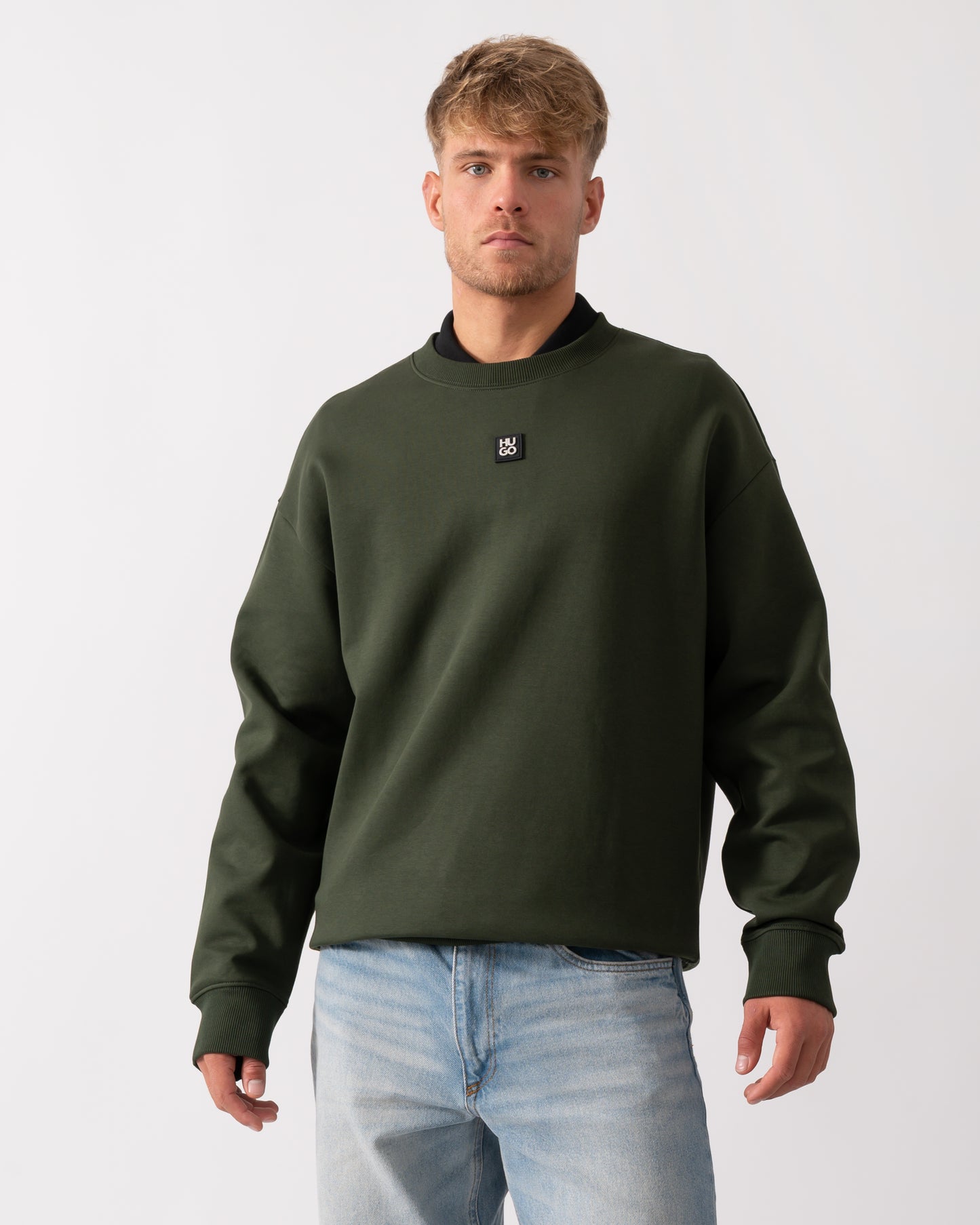 HUGO Dettil Mens Sweatshirt in Dark Green