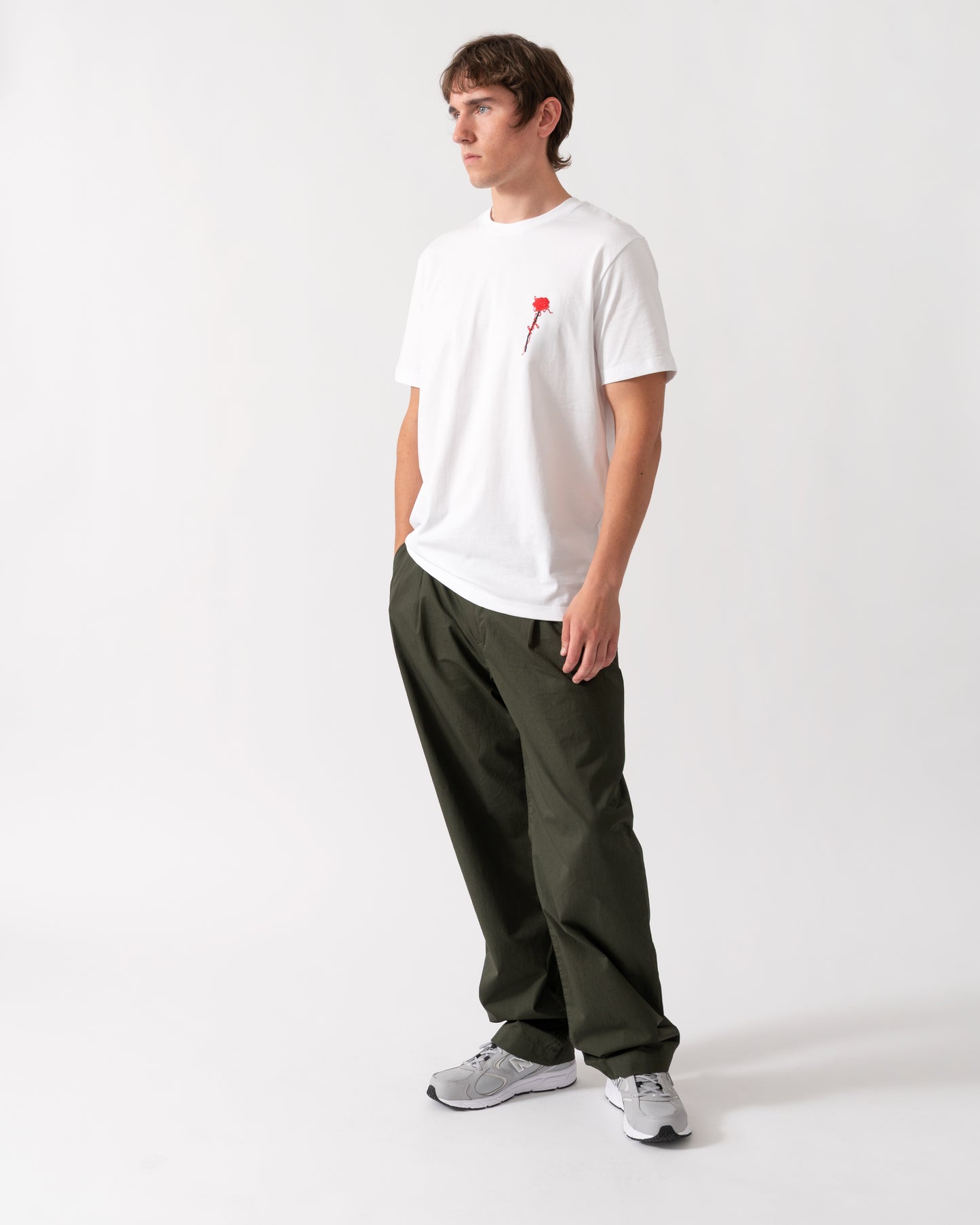 full length of a HUGO Diflow Mens T-Shirt in White 100
