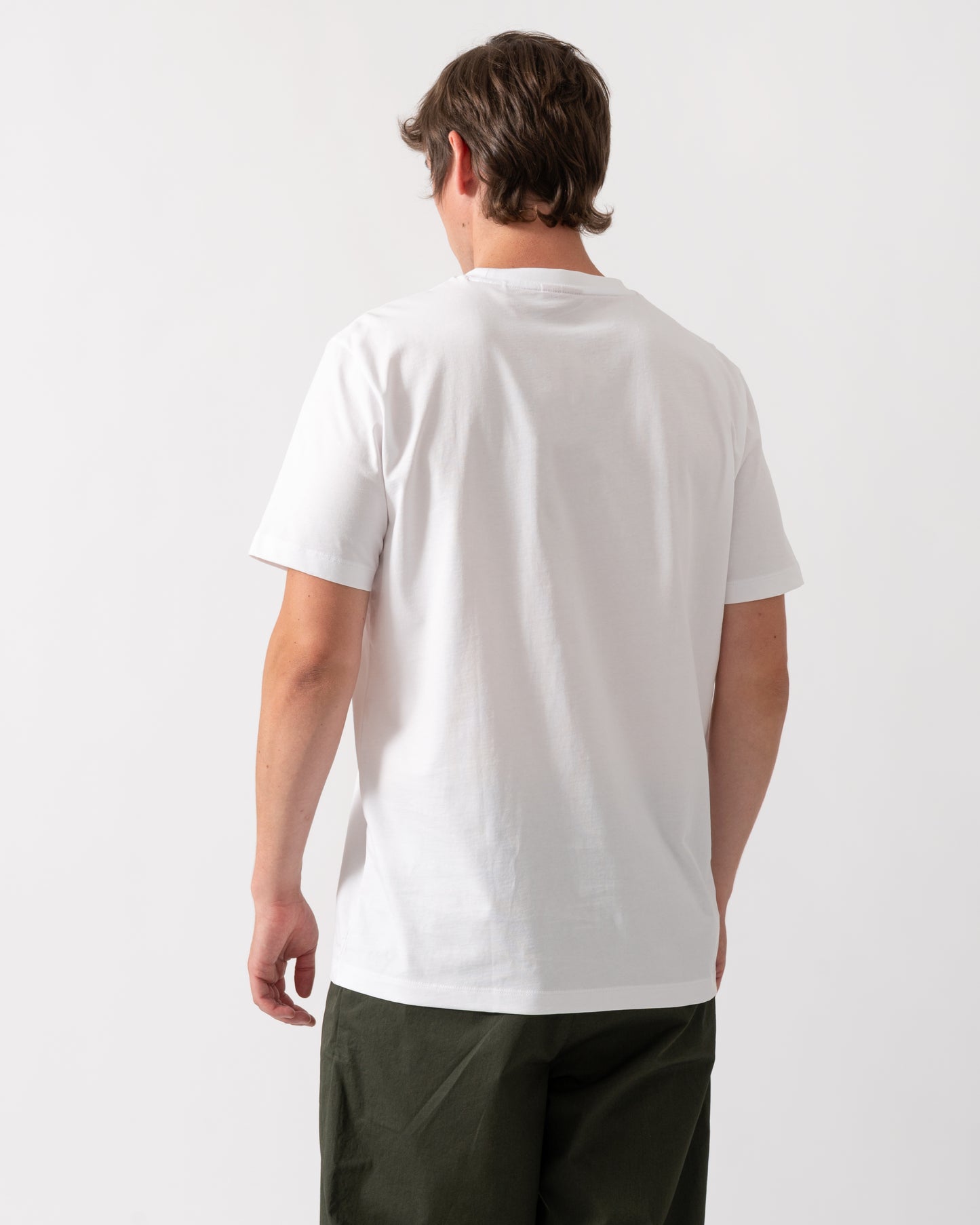 back of a HUGO Diflow Mens T-Shirt in White 100