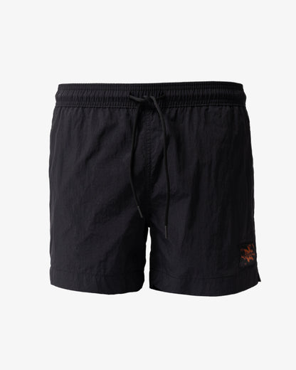 front of HUGO Dominica Mens Quick-Drying Swim Shorts In Recycled Material With Logo in Black 004