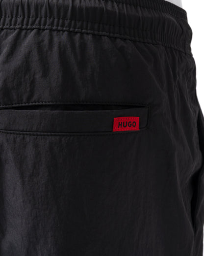 back detail of HUGO Dominica Mens Quick-Drying Swim Shorts In Recycled Material With Logo in Black 004