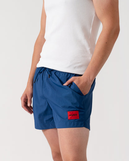 HUGO Dominica Mens Quick-Drying Swim Shorts In Recycled Material With Logo - Open Blue 498