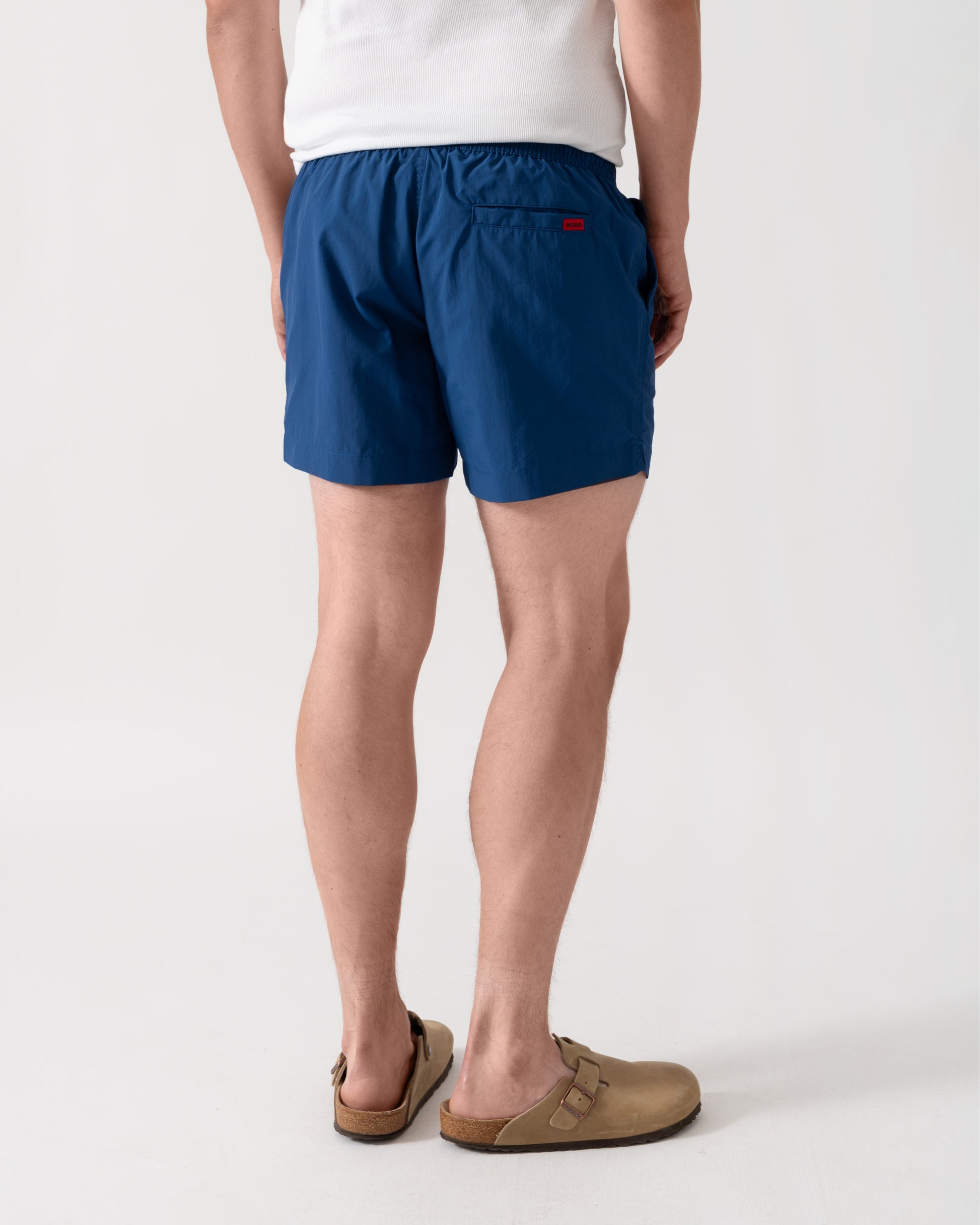 HUGO Dominica Mens Quick-Drying Swim Shorts In Recycled Material With Logo - Open Blue 498